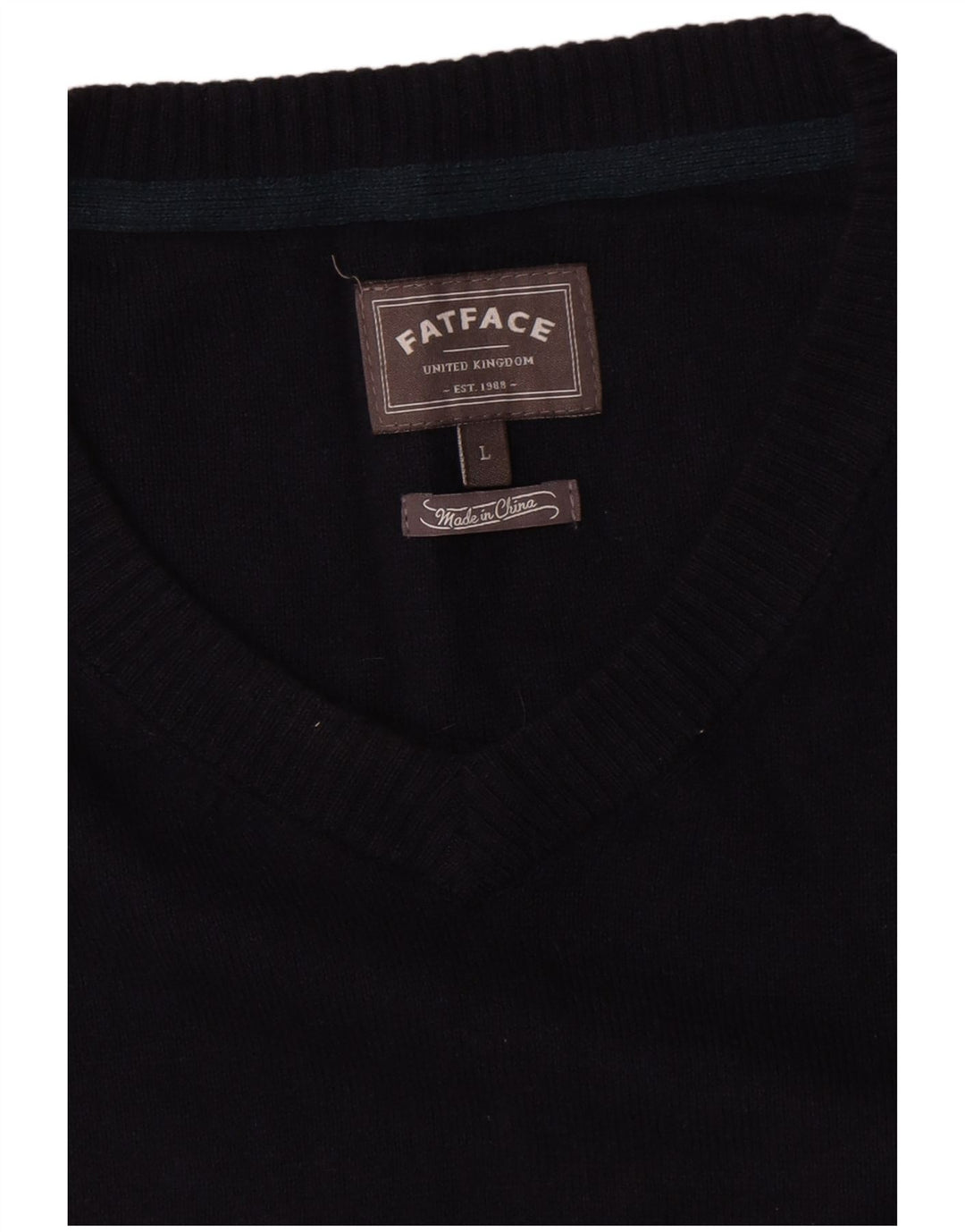 Fat Face Herren-Pullover mit V-Ausschnitt, groß, marineblau, Baumwolle