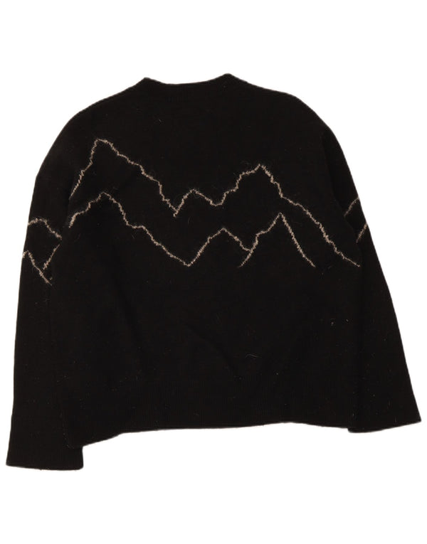 All Saints Damen-Pullover mit Rundhalsausschnitt, UK 16, Größe L, schwarze Wolle