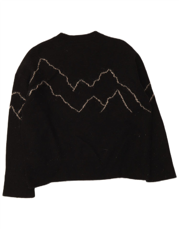 All Saints Damen-Pullover mit Rundhalsausschnitt, UK 16, Größe L, schwarze Wolle