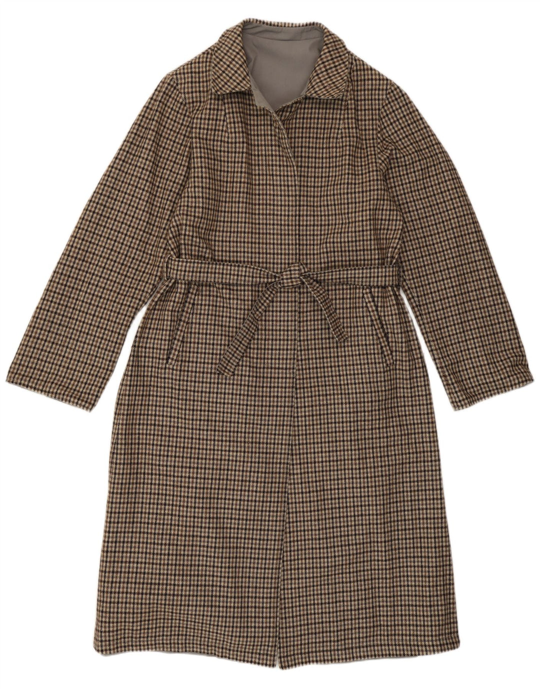 Vintage Damen Reversibler Wendemantel IT 46 Small Grey Check