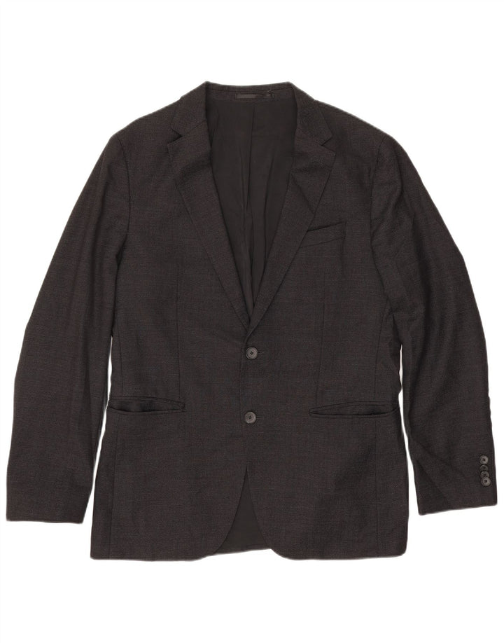 Hugo Boss Herren-Blazer mit 2 Knöpfen, UK 50, große schwarze Schurwolle