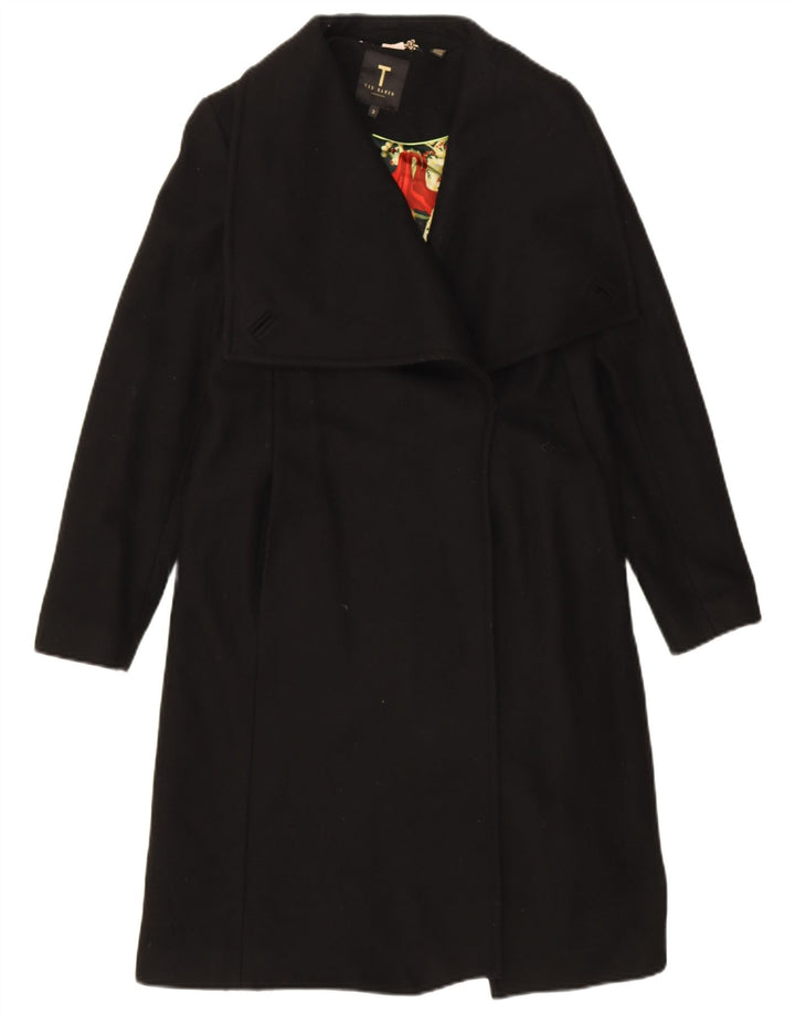 Ted Baker Damenmantel Größe 3 Mittelschwarze Wolle