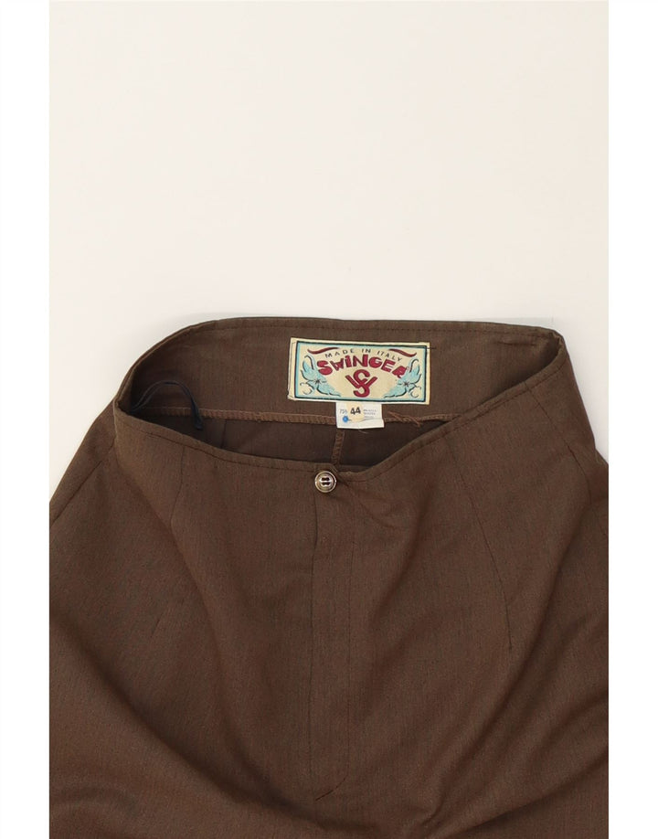 VINTAGE Womens Pencil Skirt IT 44 Medium W28 Brown Polyester Vintage Vintage and Second-Hand Vintage from Messina Hembry 