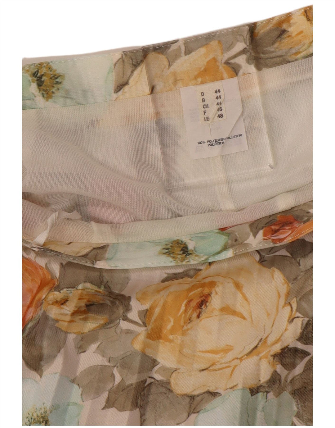 VINTAGE Damen Faltenrock EU 44 XL W32 Mehrfarbiges florales Polyester