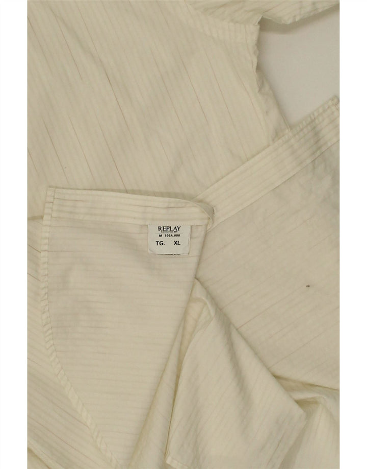 REPLAY Mens Shirt XL Off White Pinstripe Cotton Vintage Replay and Second-Hand Replay from Messina Hembry 
