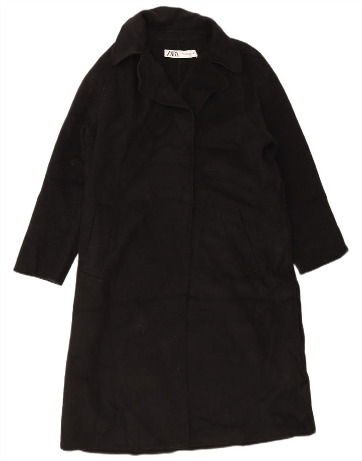 Zara Damen Übergroßer Mantel UK 14 Mittelschwarze Wolle