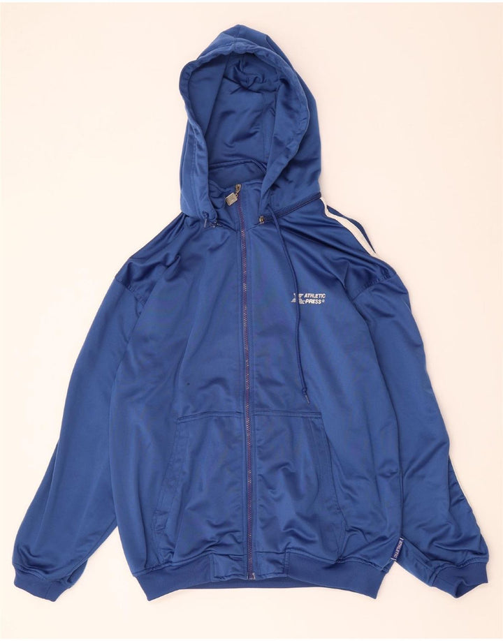 VINTAGE Mens Zip Hoodie Sweater Large Blue Polyester Vintage Vintage and Second-Hand Vintage from Messina Hembry 