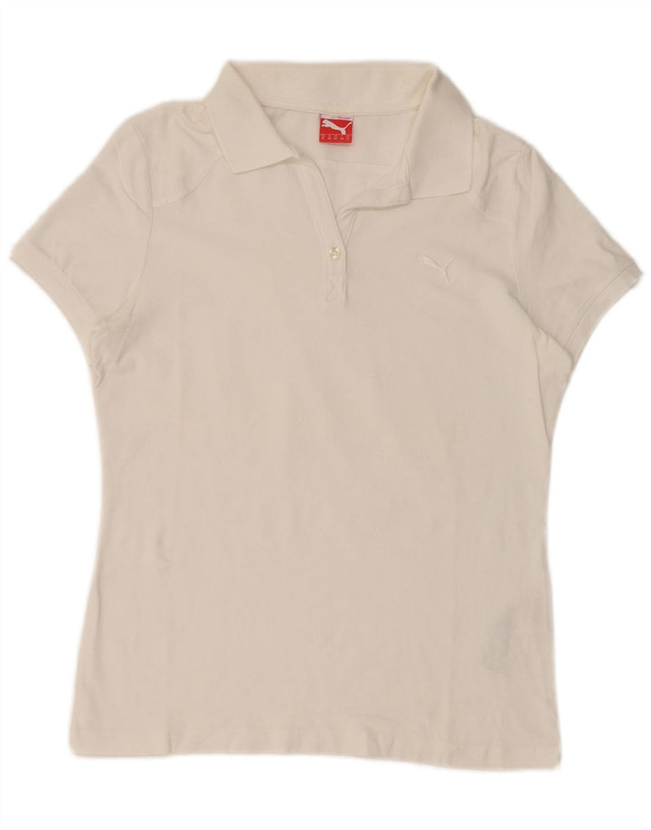Puma Damen Poloshirt UK 12 Mittelweiße Baumwolle