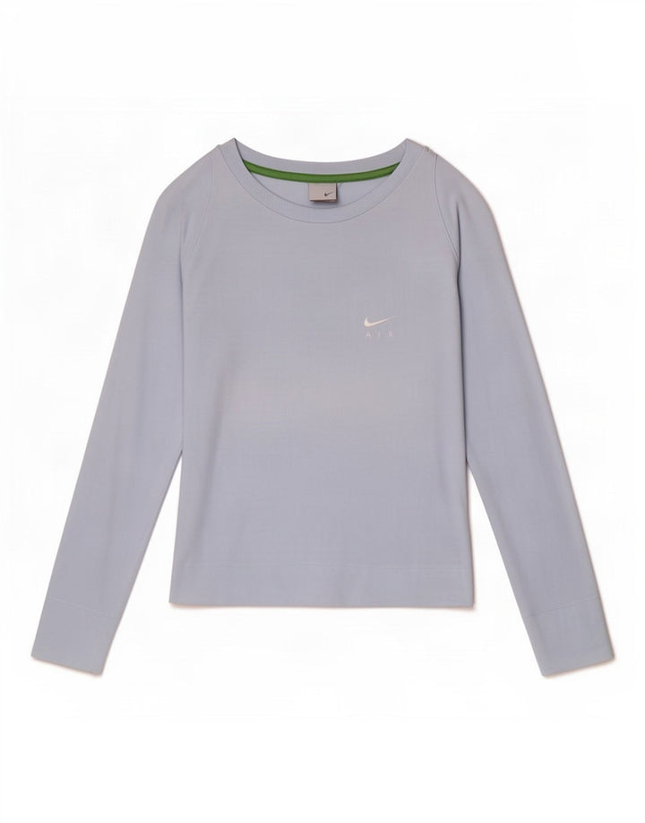Nike Damen Top Langarm UK 10/12 Mittelblaue Baumwolle