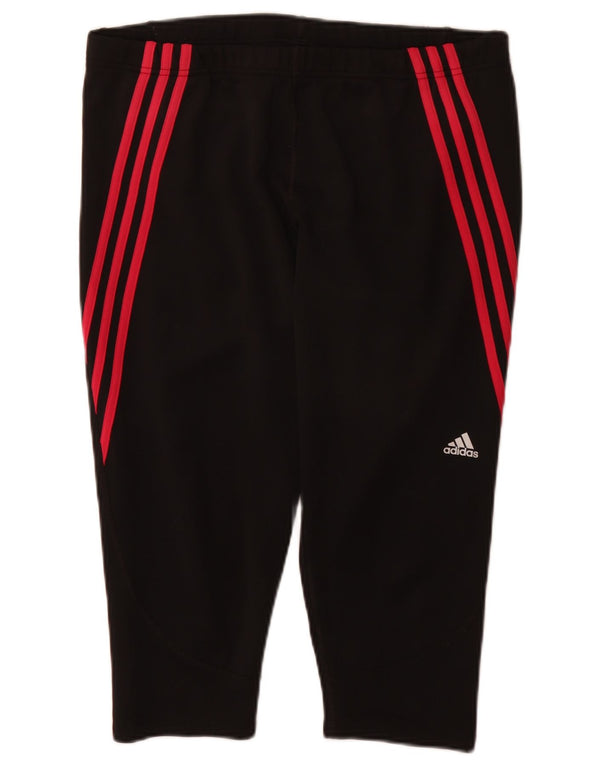 Adidas Damen Capri Leggings UK 20/22 XL Schwarz Polyester Sport