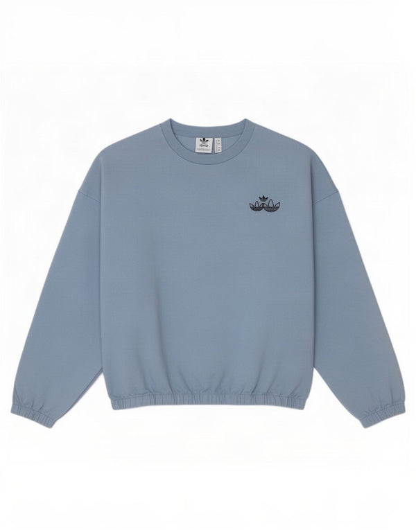 Adidas Damen Crop Oversized Sweatshirt Pullover UK 8 Small Blaue Baumwolle