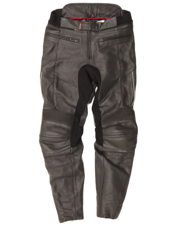 Hein Gericke Herren-Bikerhose aus Leder, W32, L30, Schwarz, Farbblock