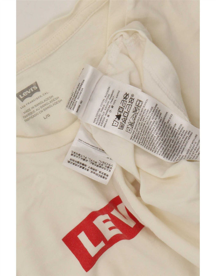 Levi's Herren-T-Shirt mit Grafik, Größe L, cremefarbene Baumwolle