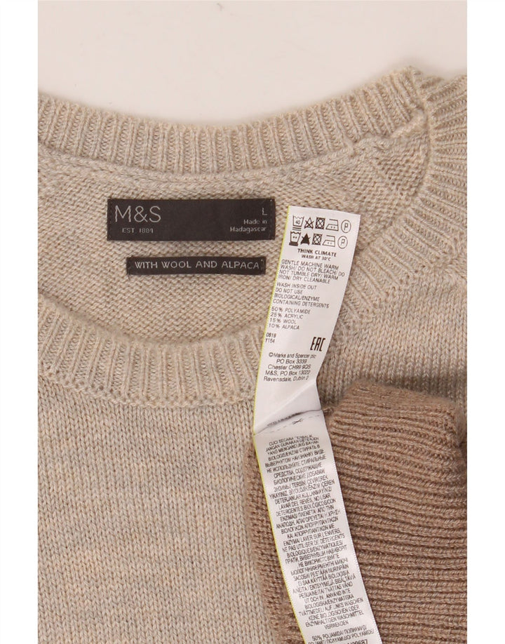 MARKS & SPENCER Herren-Pullover mit Rundhalsausschnitt, Größe L, Grau, Farbblock