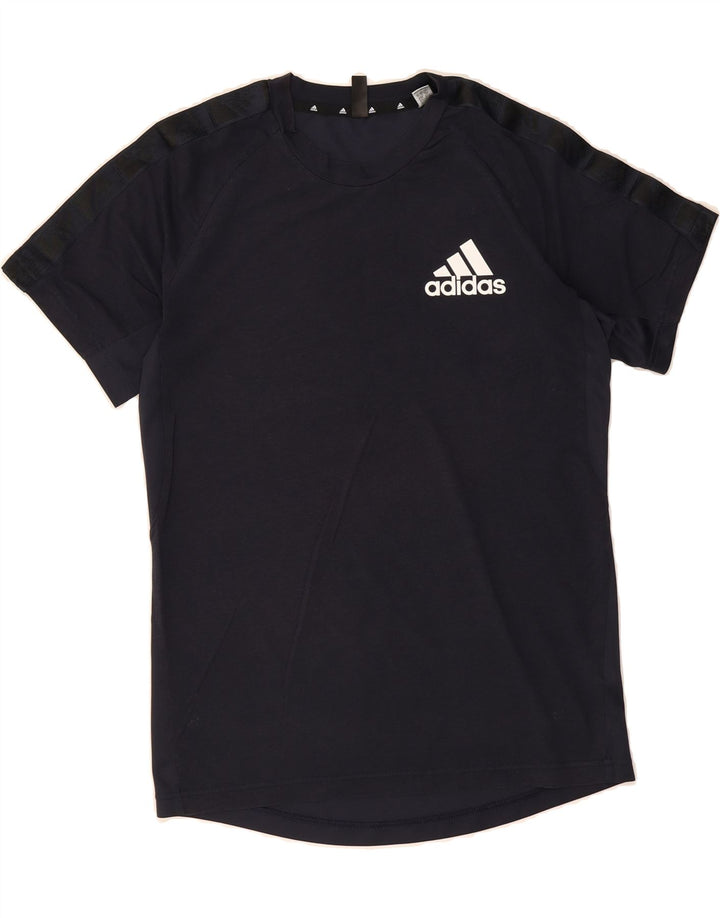 ADIDAS Mens Aeroready T-Shirt Top Medium Navy Blue Cotton Vintage Adidas and Second-Hand Adidas from Messina Hembry 
