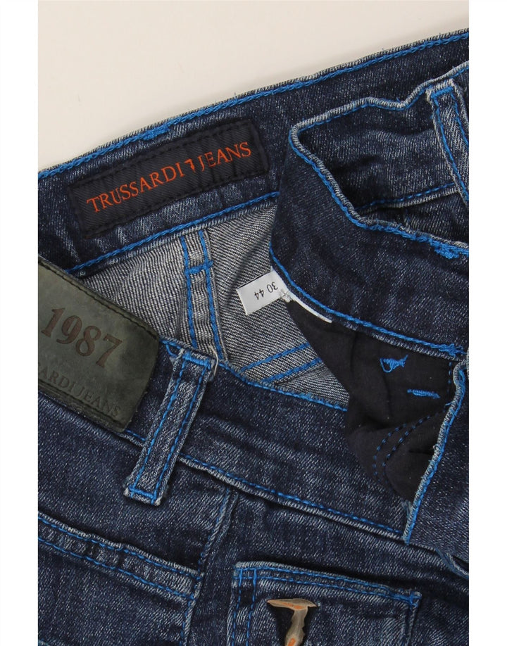 TRUSSARDI Mens Straight Jeans W30 L32 Navy Blue Vintage Trussardi and Second-Hand Trussardi from Messina Hembry 