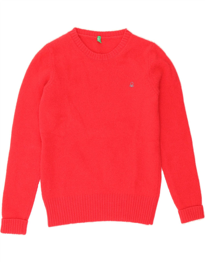 BENETTON Womens Crew Neck Jumper Sweater UK 12 Medium Red Wool Vintage Benetton and Second-Hand Benetton from Messina Hembry 