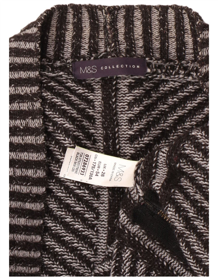 Marks & Spencer Offener Damen-Cardigan-Pullover UK 26 5XL Grau gestreift aus Acryl
