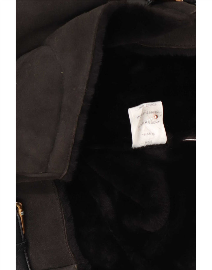 Vintage Damen Crop Sherpa Gilet EU 38 Mittelbraun
