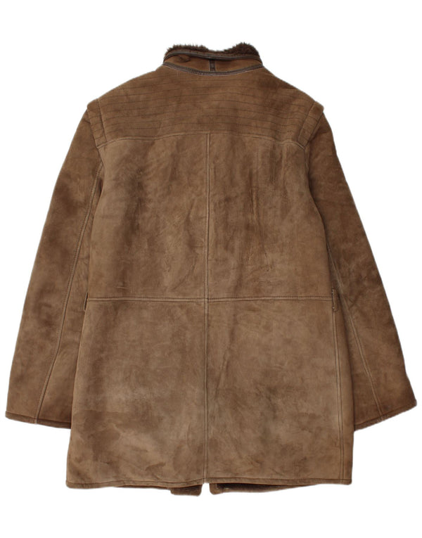 Vintage Herren Shearling Overcoat UK 40 Großer brauner Shearling