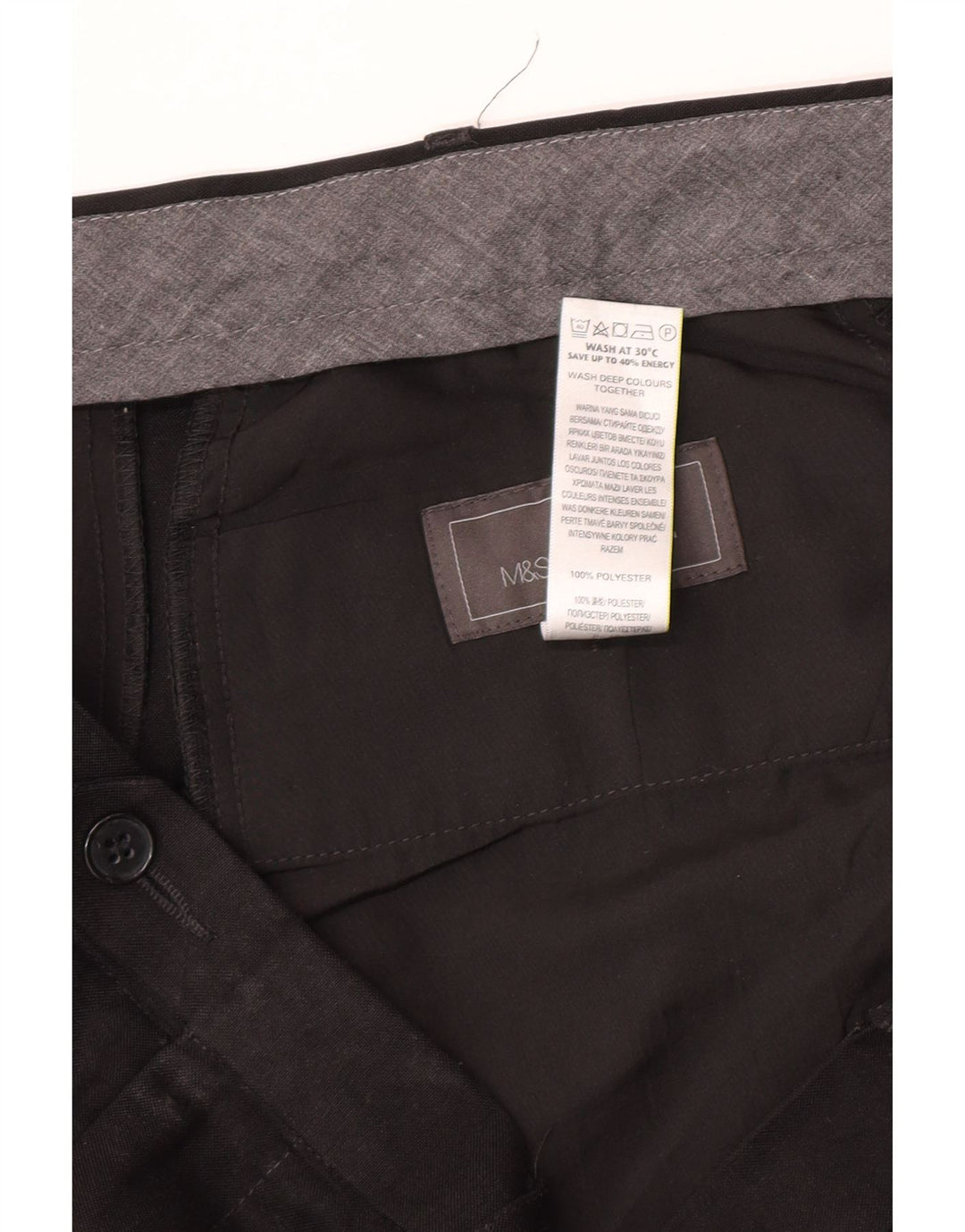 Marks & Spencer Herren-Anzughose mit normaler Passform, W40 L31, schwarzes Polyester