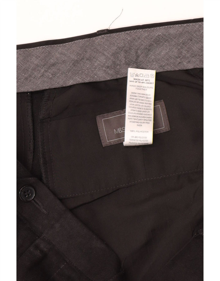 Marks & Spencer Herren-Anzughose mit normaler Passform, W40 L31, schwarzes Polyester