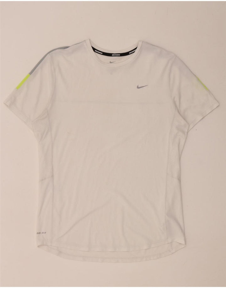 Nike Herren Dri Fit T-Shirt-Oberteil Mittelweißes Colourblock-Polyester