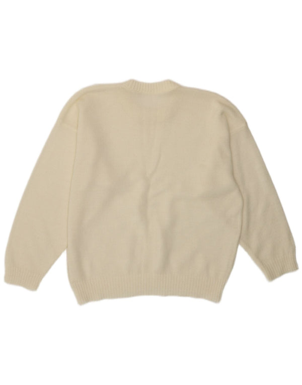 Vintage Damen Pullover mit Rundhalsausschnitt UK 14 Medium Off White