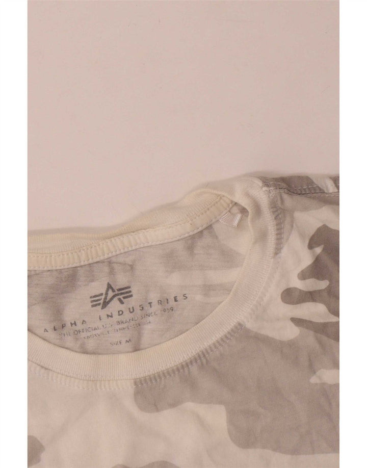 Alpha Industries Herren Grafik-T-Shirt-Oberteil aus mittelgrauer Camouflage-Baumwolle