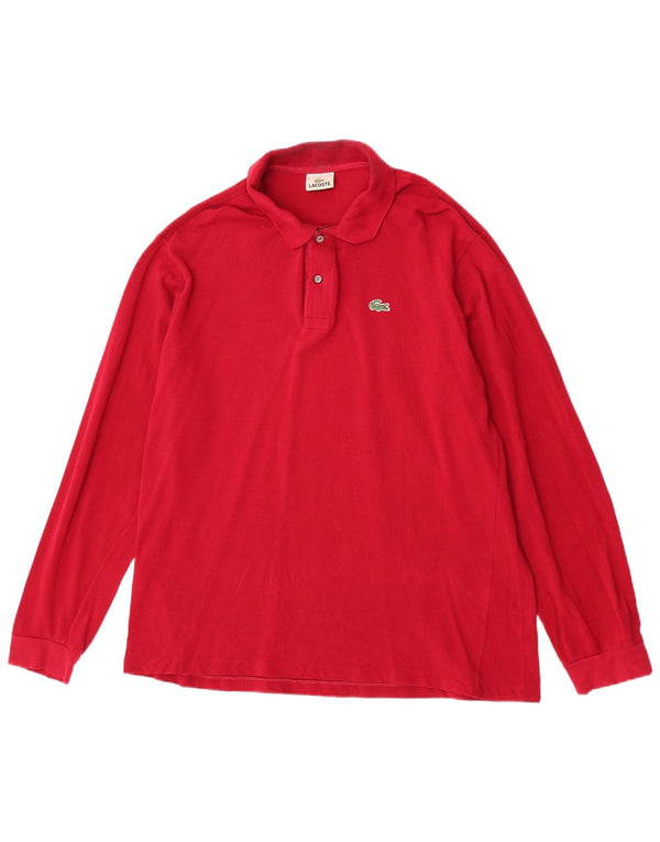 Lacoste Herren-Langarm-Poloshirt, Größe 6 XL, Burgunderrot