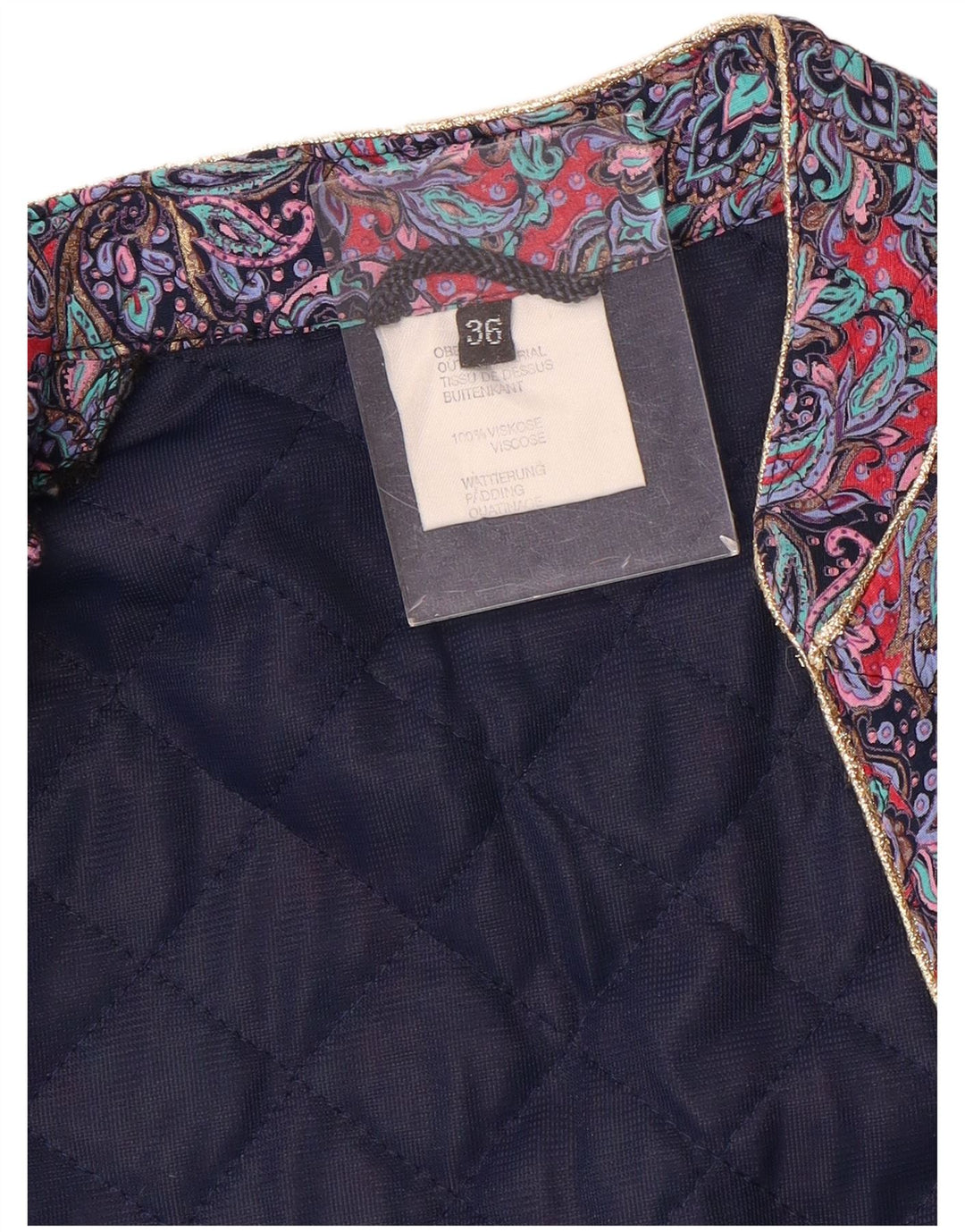 Vintage Damen Wattierte Jacke IT 36 Small Lila Paisley Viskose