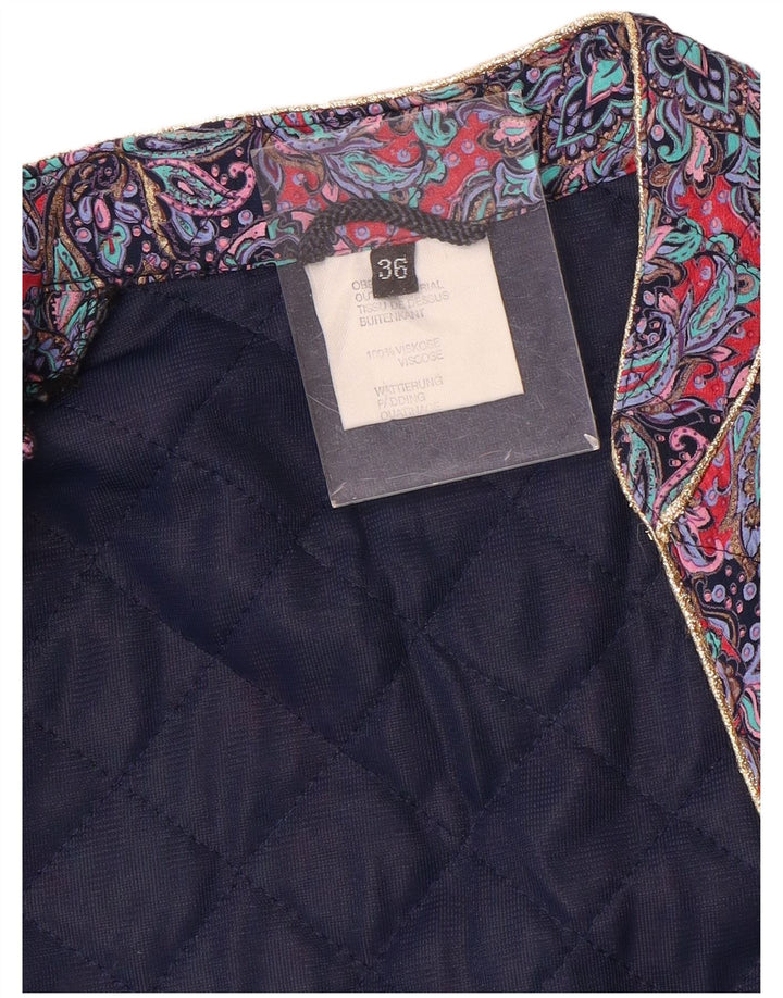 Vintage Damen Wattierte Jacke IT 36 Small Lila Paisley Viskose