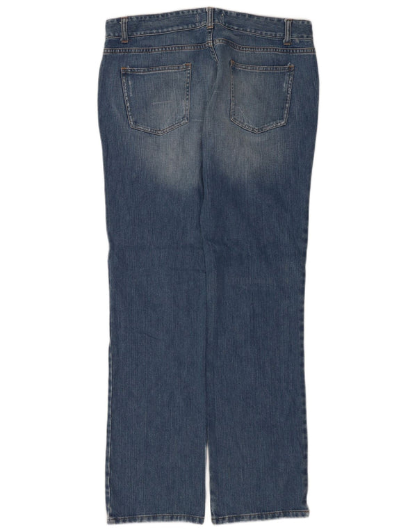 Benetton Damen Distressed Straight Jeans IT 48 XL W32 L34 Blaue Baumwolle