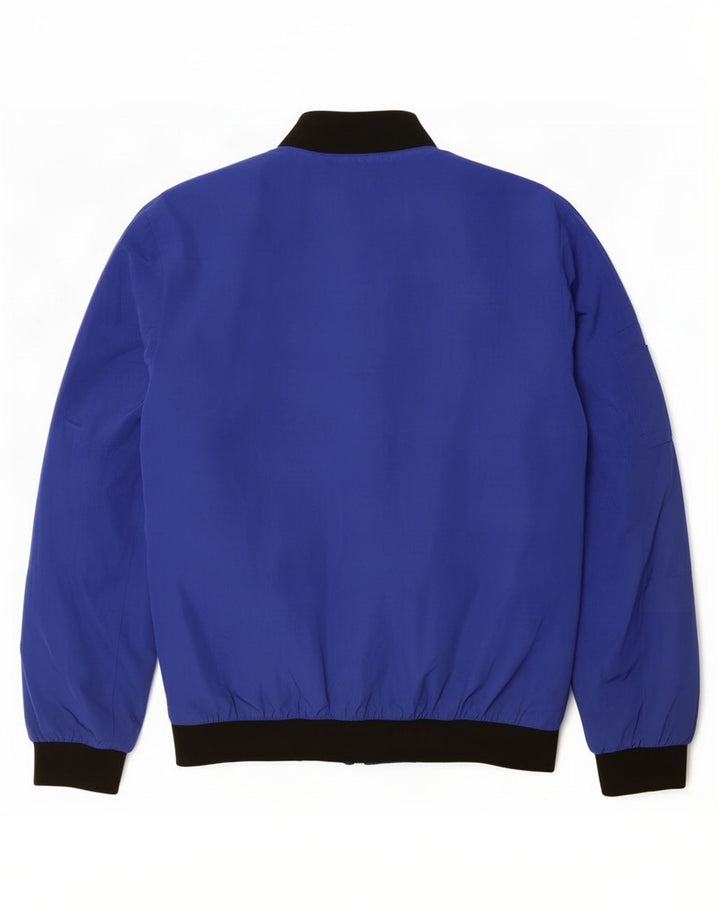 Zara Herren Bomberjacke UK 38 Mittelblaues Colourblock-Polyester