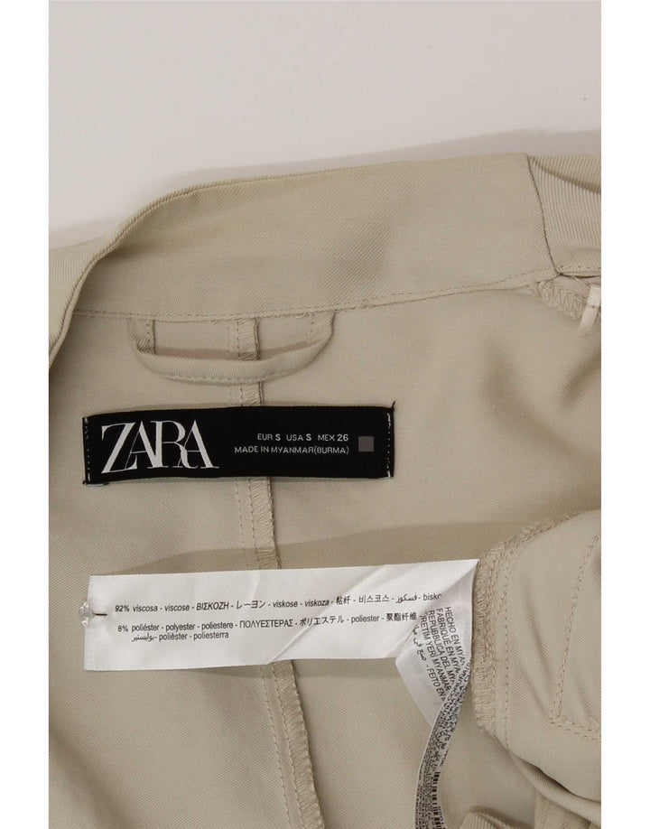 Zara Damen Blazer Jacke UK 10 Small Beige Viskose