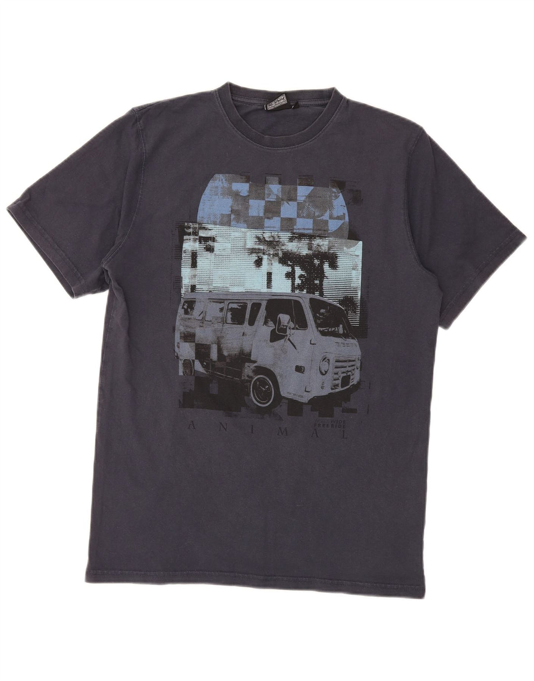 Animal-Grafik-T-Shirt-Oberteil für Herren, mittelgroß, marineblau, Baumwolle