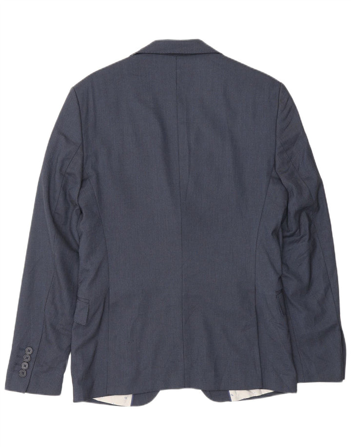 Zara Herren-Blazer mit 2 Knöpfen, EU 46, klein, marineblaue Viskose