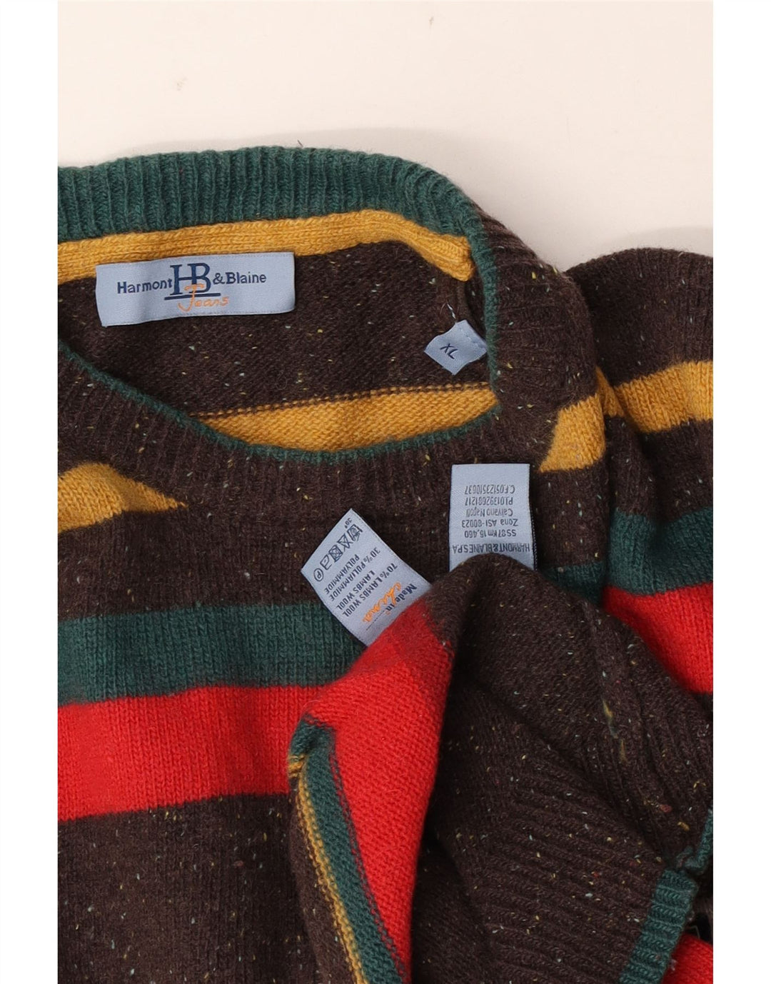 Harmont & Blaine Herren-Pullover mit Rundhalsausschnitt, XL, mehrfarbig gestreift