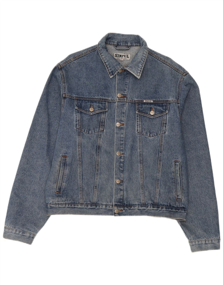 Sinful Herren Jeansjacke UK 44 2XL Blaue Baumwolle