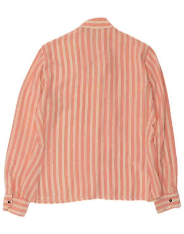 Guarnera Womens Shirt Blouse IT 46 Large Pink Striped Silk Retro