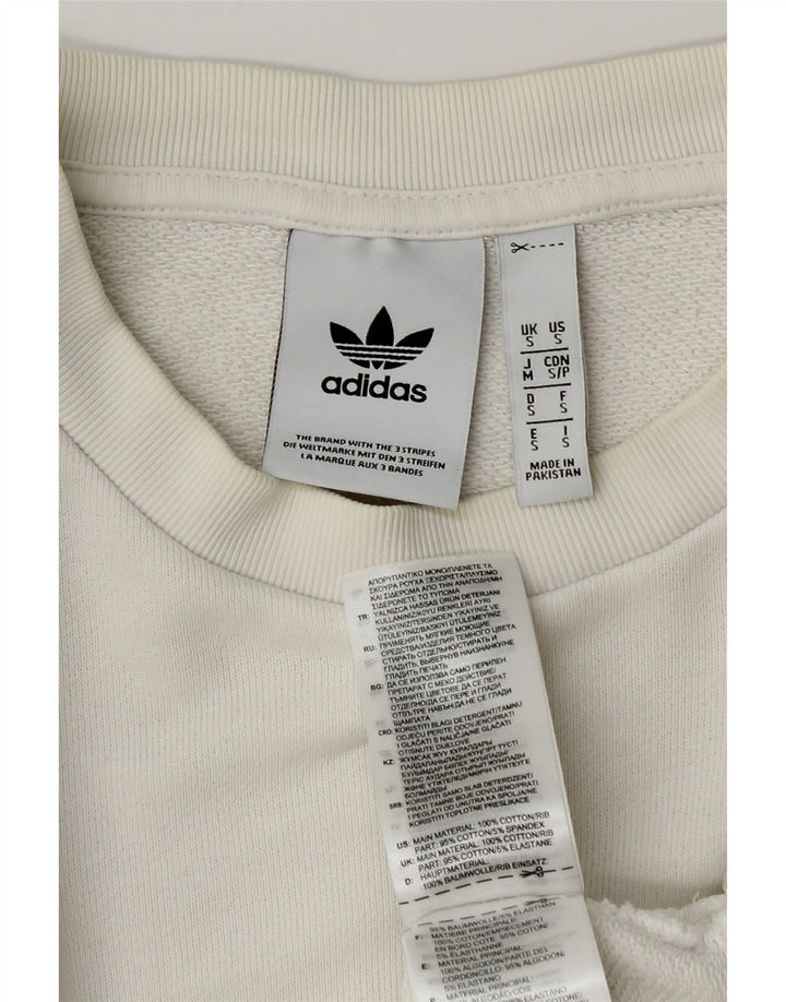 ADIDAS Herren Grafik-Sweatshirt-Pullover, klein, weiße Baumwolle