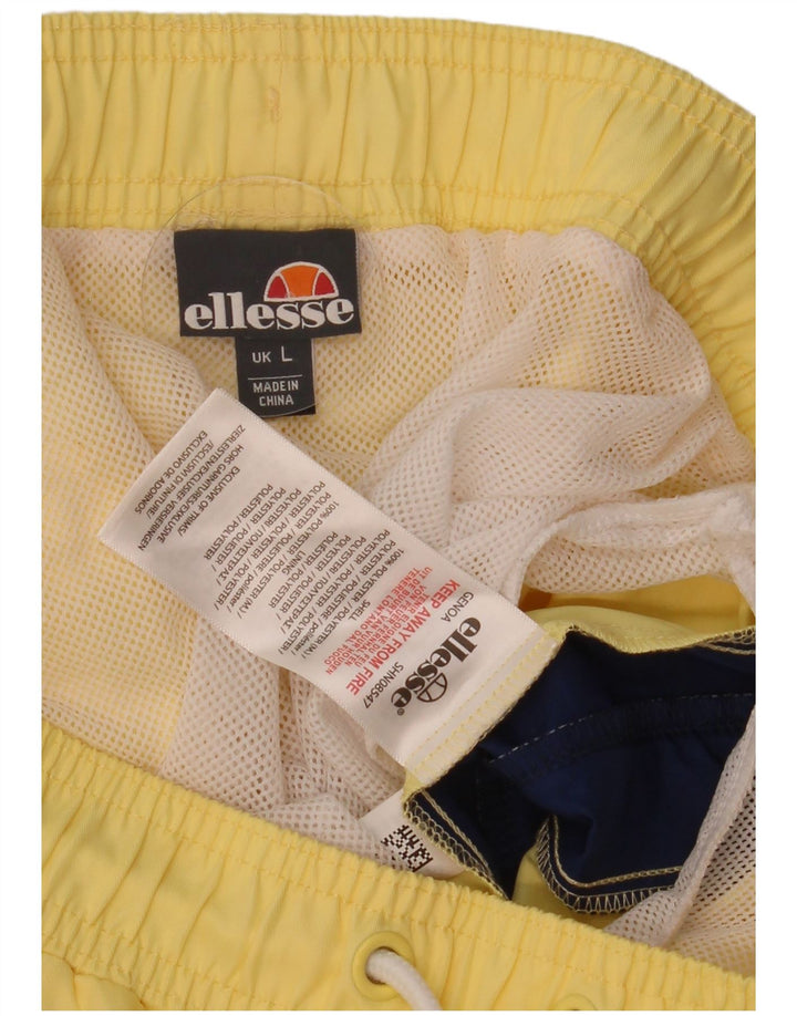Ellesse Herren-Badeshorts, groß, gelbes Farbblock-Polyester