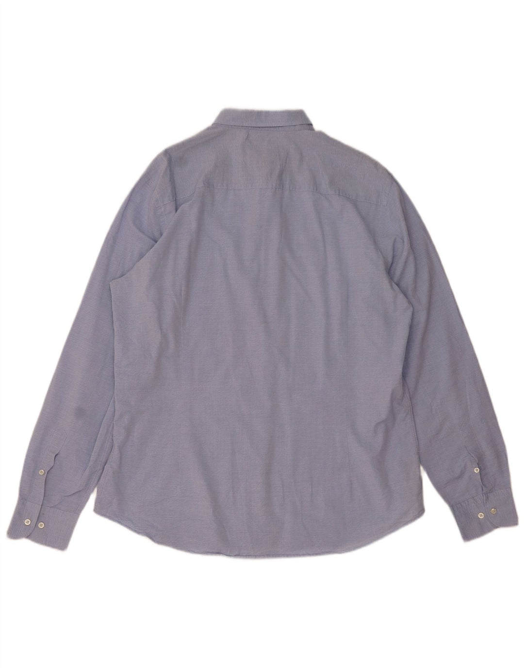 Massimo Dutti Herrenhemd 2XL, blaue Nadelstreifen-Baumwolle