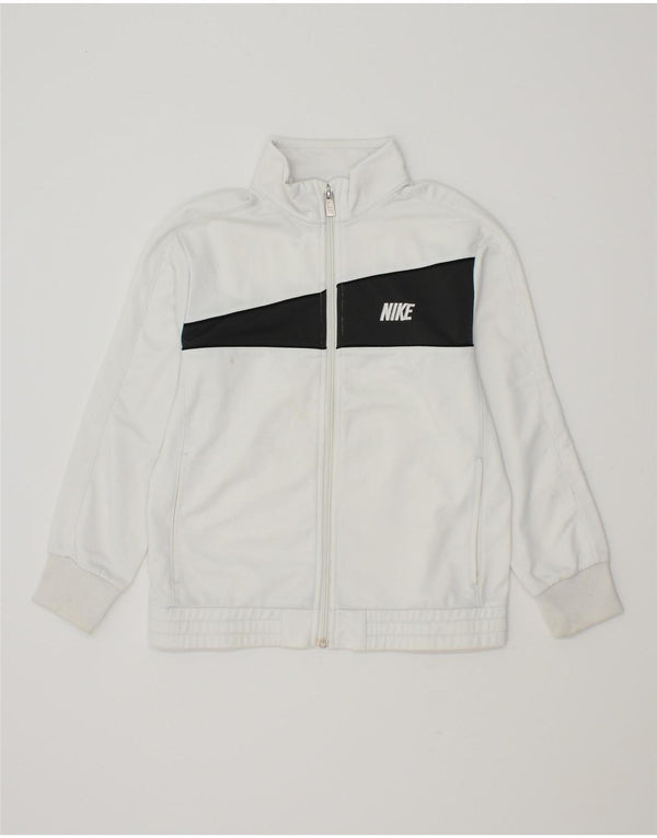 NIKE Jungen-Trainingsanzug-Top-Jacke, 10–11 Jahre, Mittelweiß, Farbblock