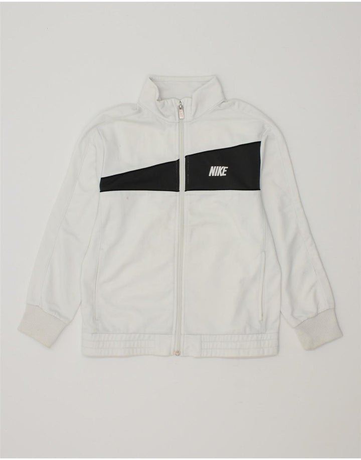 NIKE Jungen-Trainingsanzug-Top-Jacke, 10–11 Jahre, Mittelweiß, Farbblock