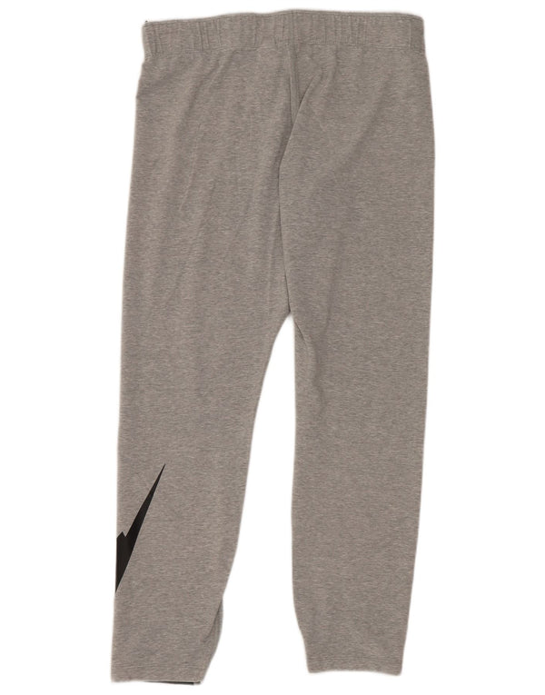 Nike Womens Graphic Crop Leggings UK 14 Large Grau Baumwolle Sport