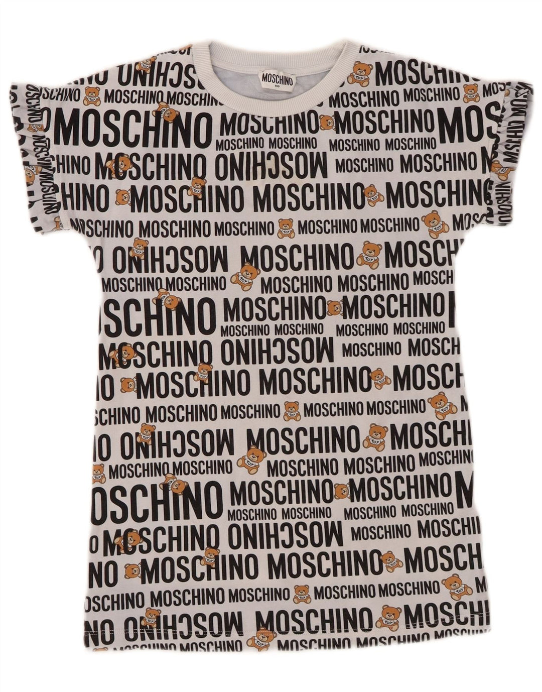 MOSCHINO Grafik-T-Shirt-Oberteil für Mädchen, 7–8 Jahre, graue Baumwolle