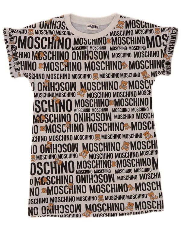 MOSCHINO Grafik-T-Shirt-Oberteil für Mädchen, 7–8 Jahre, graue Baumwolle