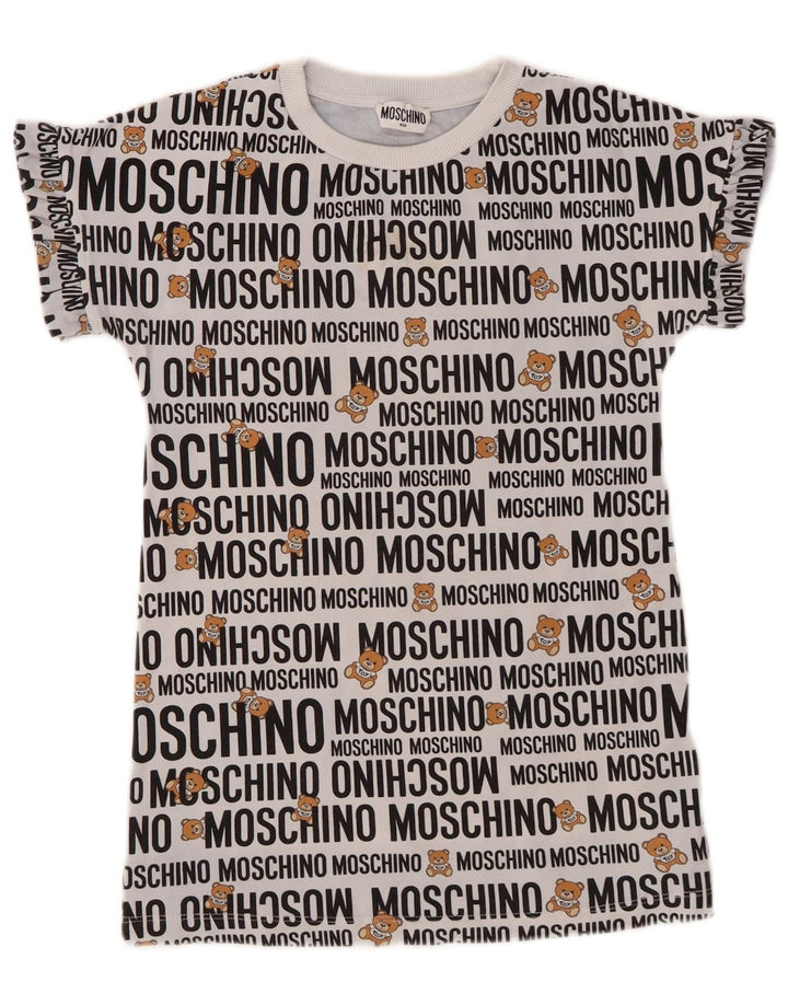 MOSCHINO Grafik-T-Shirt-Oberteil für Mädchen, 7–8 Jahre, graue Baumwolle