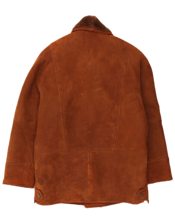 Vintage Herren Shearling Jacke IT 46 Kleines braunes Shearling